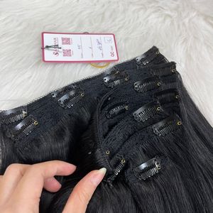 Offre Spéciale 5 pièces 7 pièces 100% vierge Remy humain chinois Extensions de cheveux ruban italien Clip-in naturel vague droite - Product Image 2