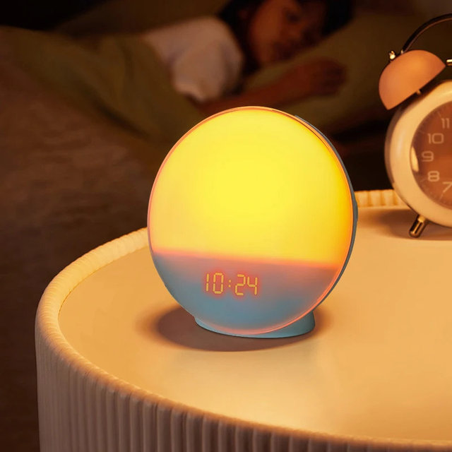 Smart Home WiFi Digital Alarm Clock with Sunrise Projection Tuya App Supported for Bedroom and Office Use