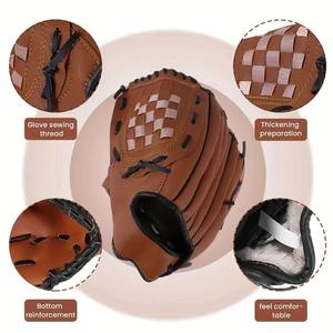 ถุงมือเบสบอลหนังสังเคราะห์แบบพรีเมี่ยม, ถุงมือสนามฝึกซ้อมขนาด9.5-12.5นิ้วสำหรับผู้ใหญ่และเยาวชนใช้ได้กับซอฟท์บอล - Product Image 3