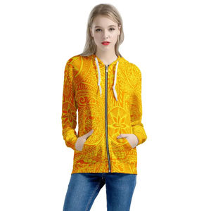 Sudaderas con capucha personalizadas con cremallera para mujer con patrón de Estilo Hawaiano polinesio al por mayor para mujer sudaderas con capucha de sublimación transpirables de gran tamaño - Product Image 6