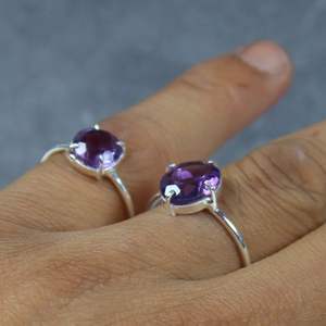 Anillo de amatista de Plata de Ley 925 al por mayor, piedra preciosa cortada en forma de pera de diseñador, estilo clásico para suministros de lotes de fiestas - Product Image 3