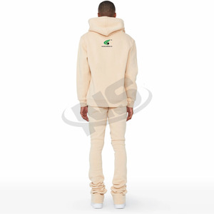 Survêtement évasé léger et personnalisé délavé à l'acide pour hommes ensemble de survêtement à capuche deux pièces avec logo sérigraphie vente en gros - Product Image 5