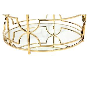 Table basse moderne design écologique de luxe en acier inoxydable avec plateau en verre transparent et cadre doré - Product Image 4