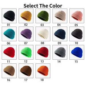 Chapeau en tricot à revers court unisexe en gros, bonnet de pêcheur, bord roulé, casquette de pêcheur, logo personnalisé, broderie 3D, 100% acrylique - Product Image 6