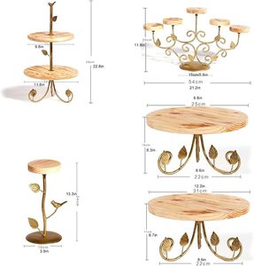 ถาดไม้ใส่เค้กแบบย้อนยุคสำหรับวางขนมปังขนมอบขนมสำหรับงานรับปริญญาวันเกิดวันคริสต์มาสปาร์ตี้หน้าต่างหรูหรา - Product Image 5