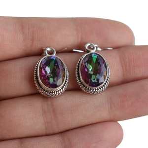 Anniversary Gift Mystic Topaz Gemstone Boho <b>Earrings</b> 925 Solid Sterling Silver <b>Earrings</b> for Women Girls, <b>Dangle</b> <b>Earrings</b> Silver - Product Image 1