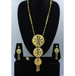 สร้อยคอพร้อมต่างหูชุดเครื่องประดับทองเหลืองแท้ UAE Dubai สร้อยคอดีไซน์ชุดเครื่องประดับ - Product Image 5