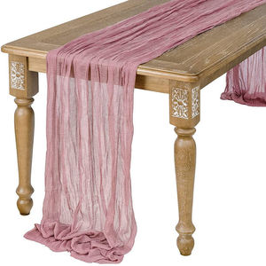 Chemin de table en gaze large avec motif de rayures de macramé de bohème de mariage rustique - Product Image 1