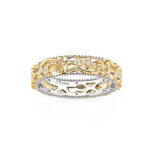 Bague d'anniversaire pour femme Jeulia en argent sterling bicolore avec motif floral sculpté - Product Image 3
