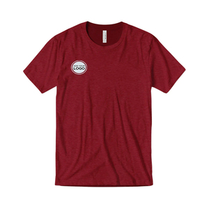 Camiseta al por mayor de cuello redondo para hombre, lisa, de mezcla triple, ecológica, de tacto suave, con estampado de alta densidad y marca privada. - Product Image 4