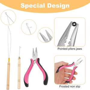 3 uds alicates de pelo de acero inoxidable juego de extensiones de cuentas alicates de extensión herramientas Micro anillo bucle Microlink cuentas Kit de herramientas Uso de salón - Product Image 6