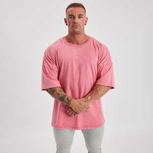 High Quality Men's Acid Wash T-Shirts <b>Pink</b> Custom Logo Unique Design Anti-Wrinkle 230g Cotton Street Wear Wholesale Low MOQ - Product Image 6