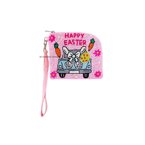 Monedero de Algodón con Cuentas Hecho a Mano para el Día de Pascua 2026, Colorido, con Temática de Pascua, con Cierre, para Regalos, Viajes - Product Image 1