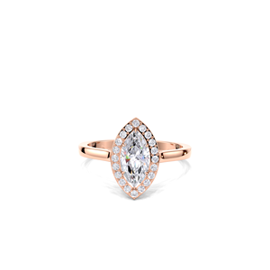 IGI Certified 1CT Lab Grown Marquise Cut Halo Diamond Engagement & Wedding <b>Ring</b> In 9K Yellow/White/Rose Gold - Product Image 1