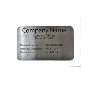 Placa de identificación de aluminio con láser cepillado personalizada de Metal, logotipo adhesivo para máquina, muebles para portátiles a precios mayoristas