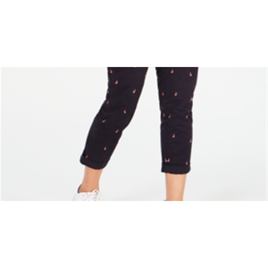 Pantaloni Chino Tommy Hilfiger da Donna Blu Navy con Stampa Nautica, Vita Alta, Casual, in Cotone, Traspiranti e con Design Stropicciato, Taglia 8 - Product Image 3