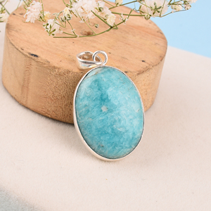 Colgante clásico de Plata de Ley 925, piedra preciosa de amazonita Natural, Unisex regalo de boda, accesorio de fiesta de moda Chapado en plata - Product Image 3