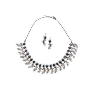 Collar de piedra lapislázuli CZ de diseño Floral espinal intrincado para mujer, conjunto de joyería de moda de tradiciones de boda antiguas inspiradas - Product Image 1