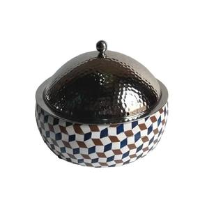 Bol rond en bois fait à la main de luxe avec marmite en verre produits de cuisine casserole de service avec couvercles - Product Image 6