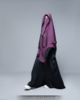 Robe Khimar à deux couches avec rabat en diamant pour femmes musulmanes, taille plus, tissu polyester respirant, tenue islamique modeste pour mariage