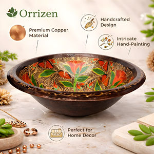 Milieu du siècle Vintage élégant évier Antique cuivre Floral conception cuivre évier forme ronde léger Portable évier pour comptoir - Product Image 4