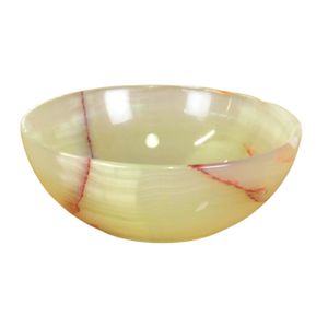 Frutero Redondo Pulido Tallado en Ónix Veteado Dorado, Vajilla Moderna Minimalista de Lujo Hecha a Mano, Decoración para Bodas - Product Image 1