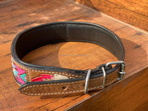 New Hot Selling Floral Hand Tooled Leather Beaded Dog Collar for Pets Genuine Leather Padded Adjustable Accessory for Neck Belts - Product Image 4