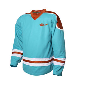 Vente en gros de maillots de hockey sur glace personnalisés, uniformes pour sports d'équipe, chemises en polyester respirantes à séchage rapide, chemises vierges par sublimation, usine en vrac - Product Image 1