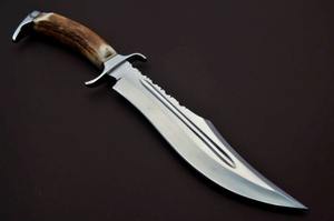 Cuchillo Bowie para Camping y Caza con Acero D2, Mango de Asta de Ciervo, Filo NM, Ligero y Duradero, Incluye Funda - Product Image 4