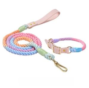 Handmade 5ft Cotton Rope Leash and Collar Set for <b>Dogs</b>, Natural <b>Dye</b> Rope Leash 100% Custom Cotton <b>Dog</b> Walking Leash - Product Image 1