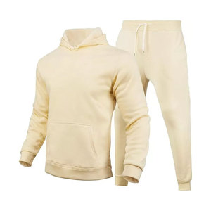 Men Fleece Fleece Lined Tracksuit 2 Piece Warm <b>Hoodie</b> Sweatpants Suit Set Casual Trendy Winter Pullover Sweatsuits - Product Image 1