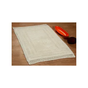 Cotton Bath Mats With Lace Anti Slip Best Quality Available in All Size and customize color Bathroom Products Carpet Handmade