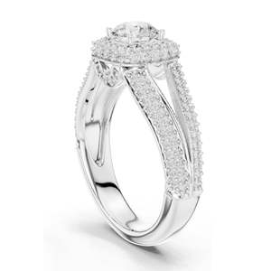 Bague de fiançailles avec halo de diamants de laboratoire ronds taille brillant de 1,64 carat, clarté VVS-VS EF, or 18 carats, 14 carats, 10 carats et argent 925 - Product Image 5