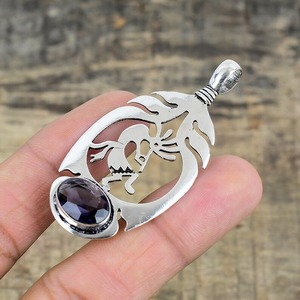 Boho Style 925 argent Sterling améthyste pierres précieuses pendentif bijoux à la main en argent pendentif bijoux pour femmes cadeau de mariage pour elle - Product Image 3