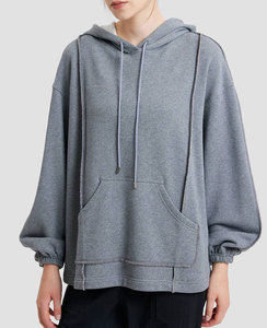 Vente en gros Pull brodé graphique personnalisé Sublimation impression bouffante Boxy Streetwear décontracté solide tricoté Hoodies pour femme - Product Image 2