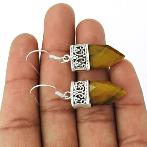 Precioso aspecto 925 plata esterlina piedra preciosa de ojo de tigre natural diseño único pendiente colgante para su fabricante de joyería hecha a mano - Product Image 3