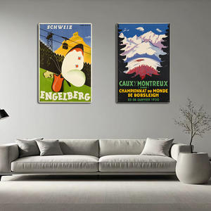 Carteles de Metal artísticos lineales a la moda al por mayor, decoraciones para las paredes del salón, características suizas, placa de hojalata, Impresión de pared de Metal colorida - Product Image 2