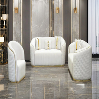 Klassisches Luxus-Sofa-Set aus Samt mit Holzrahmen und geschwungenem Design für Apartments und Lagerhallen-Wohnzimmer