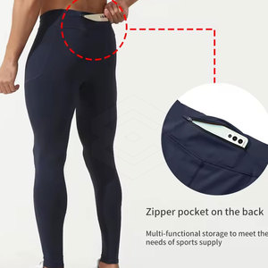 Leggings pour hommes, pantalon de course, de gym et de yoga, tissu respirant en polyester extensible, taille élastique, haute qualité, longueur intégrale, service OEM - Product Image 5