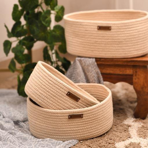 Export Quality New Arrival Pure Cotton <b>Rope</b> Oval <b>Storage</b> <b>Basket</b> With Handle Custom Size For Home Office Used Wedding Gift <b>Basket</b> - Product Image 2