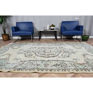 Grand tapis turc vintage 5,4x8,8 pieds, tapis camouflage vert en laine - Product Image 2