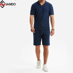 Conçu sur mesure à manches courtes hommes ensemble de vêtements de sport grande taille deux pièces coton respirant imprimé Shorts pour l'automne High Street - Product Image 4