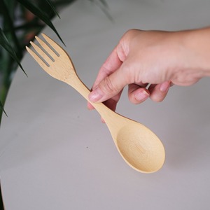 Bambú natural de madera Spork con logotipo personalizado superventas biodegradable sporks precio más bajo - Product Image 5