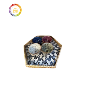 Plateau décoratif en nacre en rotin fait à la main pour table basse, plateau de service de luxe en incrustation de coquillages du Vietnam - Product Image 5