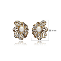 Perla flor forma diseño CZ piedra auténtico estilo otomano plata Stud pendientes venta al por mayor joyería turca hecha a mano