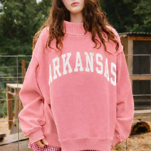 Women Oversized Long Front Logo Mockneck Sweatshirt Winter Essential Soft Fabric Relaxed Loose Fit Casual Wear Cozy Pullover <b>Top</b> - Product Image 2