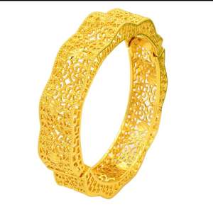 Pulsera DE BODA chapada en oro de lujo para mujer exquisito patrón de la suerte brazaletes de moda para novia brazaletes grandes joyería - Product Image 2