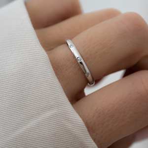 Classic Minimalist Round Brilliant Cut Bezel Set CZ <b>Cubic</b> <b>Zirconia</b> <b>Rings</b> 925 Sterling Silver Gold Plated <b>Ring</b> Gift for Her - Product Image 3