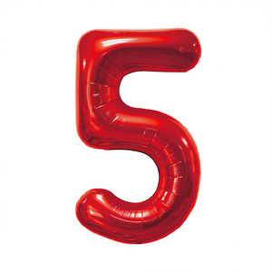 Palloncino Foil Numero 5 Rosso 45cm per Feste, Riempibile con Elio, Decorazione per Feste - Product Image 2