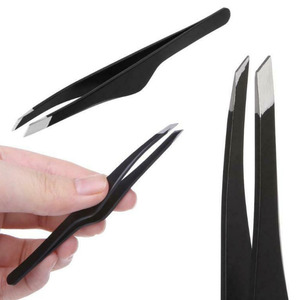 Pinzas para cejas personalizadas de color inclinado de acero inoxidable profesional al por mayor, diseño de punta puntiaguda, uso de belleza, logotipo personalizado - Product Image 1